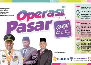 Karimun – Pemerintah Kabupaten (Pemkab) Karimun, Kepulauan Riau menggelar operasi pasar murah.